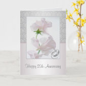 25. Jubiläumskarte. Blume, Ringe, Damast Karte (Gelbe Blume)