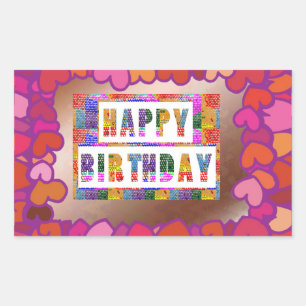 25 Künstlerisch dekorative HAPPY BIRTHDAY Script Rechteckiger Aufkleber