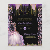 25 Lila Goldsparkle Quinceanera Dress Floral Flyer (Vorne)