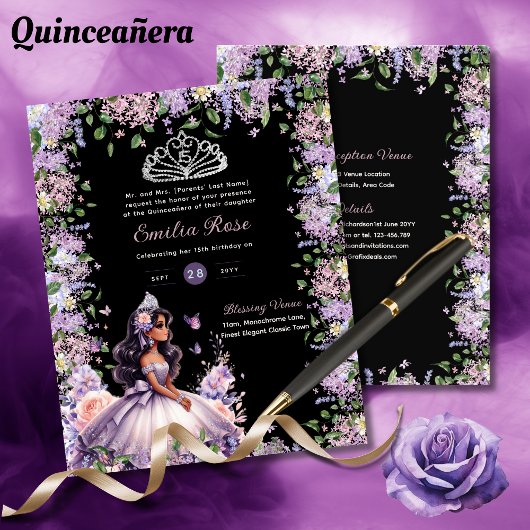 25 Lila Lilac Quinceanera Kleid Floral Wisteria Flyer