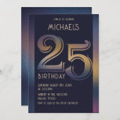 25. lila und goldener Geburtstag Einladung (Vorne/Hinten)