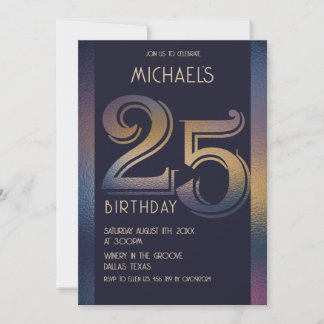 25. lila und goldener Geburtstag Einladung