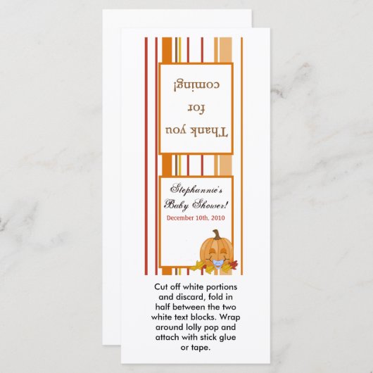 25 Lollipop Topper Herbst Pumpkin Baby (Vorne/Hinten)