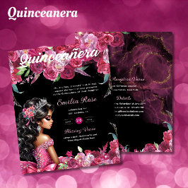 25 Magenta Pink Quinceanera Kleid Blumenpapier Flyer