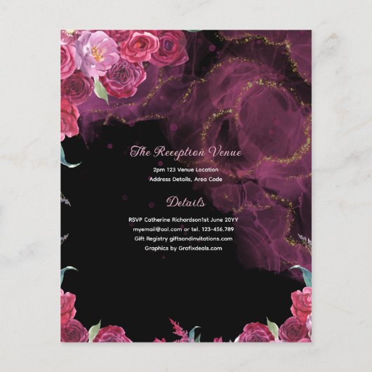 25 Magenta Pink Quinceanera Kleid Blumenpapier Flyer (Hinten)