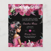 25 Magenta Pink Quinceanera Kleid Blumenpapier Flyer (Vorne)