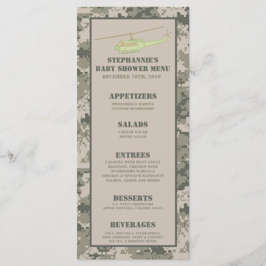 25 Menu Cards ARMY ACU Camoflauge Digitale Camoufl Menükarte (Vorderseite)