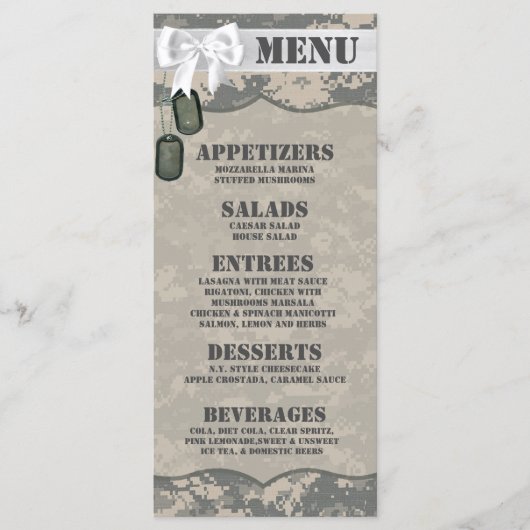 25 Menu Cards ARMY ACU Uniform Camouflage Camoufla Menükarte (Vorderseite)
