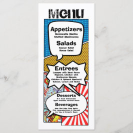 25 Menu Cards Comic Strip Book Pop Art Cartoon Menükarte