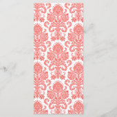 25 Menu Cards Coral Pink Damask Spitzen Print Patt Menükarte (Rückseite)