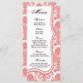 25 Menu Cards Coral Pink Damask Spitzen Print Patt Menükarte (Vorne/Hinten)