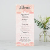25 Menu Cards Country Coral Lace Print Fabric Patt Menükarte (Stehend Vorderseite)