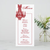 25 Menü Cards Crystal Chandelier Glitz Glamour Dia Menükarte (Stehend Vorderseite)