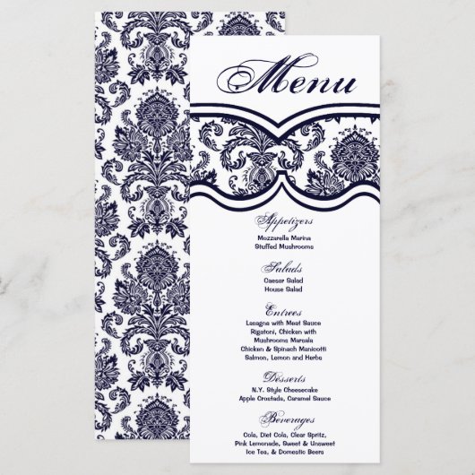 25 Menü Cards Damask Lace Print Pattern Fabric Menükarte (Vorne/Hinten)