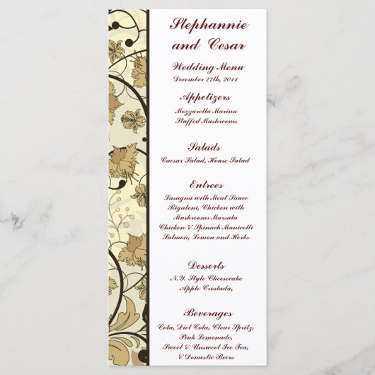 25 Menu Cards Fall Floral/Branches Natur Herbst Menükarte (Vorderseite)