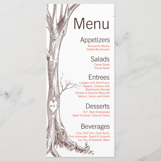 25 Menu Cards Fall Tree Ursprüngliche Schnitte Her Menükarte (Vorderseite)