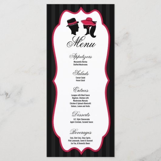 25 Menu Cards Formal Hats Elegante Retro Dress Hat Menükarte (Vorderseite)