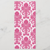 25 Menu Cards Fusia White Damask Lace Print Patter Menükarte (Rückseite)
