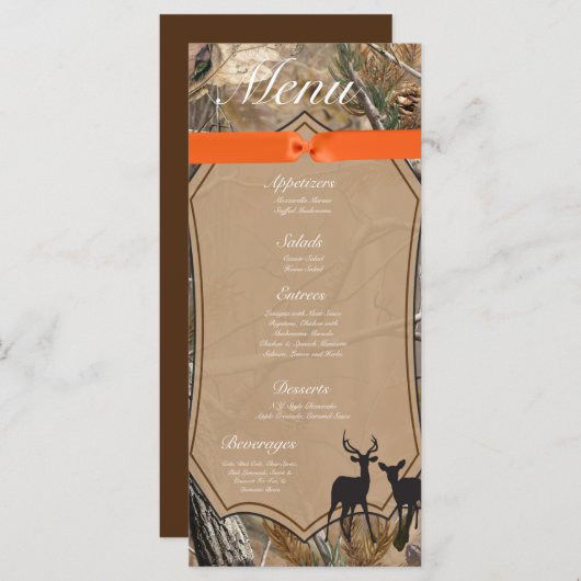 25 Menu Cards Jäger Camouflage Camoflauge Deer Menükarte (Vorne/Hinten)
