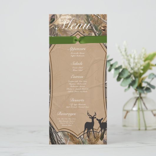 25 Menu Cards Jäger Camouflage Camoflauge Deer Menükarte (Stehend Vorderseite)