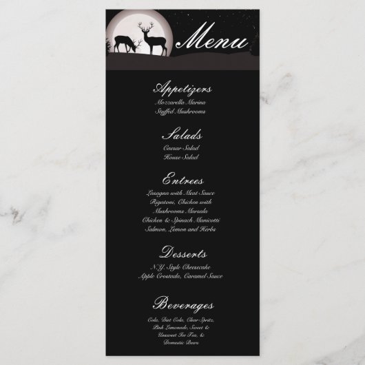 25 Menu Cards Jäger Moon Deer Buck Doe Menükarte (Vorderseite)