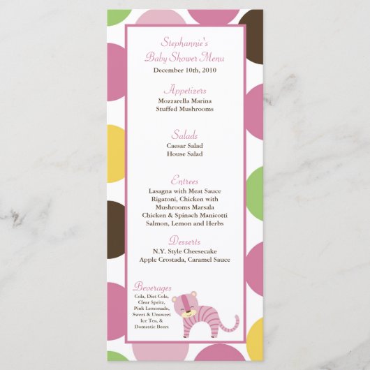 25 Menu Cards Jungle Queen Tiger Safari Zoo Tier Menükarte (Vorderseite)