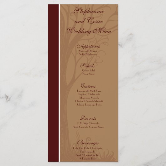 25 Menu Cards Liebe Herbstbaum Menükarte (Vorderseite)