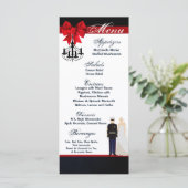 25 Menu Cards Marine Uniform Groom Bride Dress Blu Menükarte (Stehend Vorderseite)