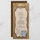 25 Menu Cards Mason Jar Burlap Country Rustic Pot Menükarte (Vorne/Hinten)