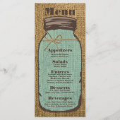 25 Menu Cards Mason Jar Burlap Country Rustic Pota Menükarte (Vorderseite)