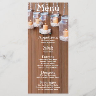 25 Menu Cards Mason Jar Candle Lights Night Yard Menükarte