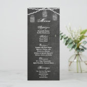 25 Menu Cards Mason Jar String Lights Chalk Board Menükarte (Stehend Vorderseite)