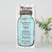 25 Menu Cards Mason Jar Wood Country Rustikal Menükarte (Stehend Vorderseite)