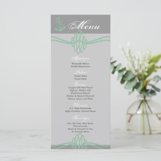 25 Menu Cards Nautical Knot Anchor Tiff Blue Threa Menükarte (Stehend Vorderseite)
