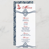 25 Menu Cards Navy Nautical Knot Anchor Blue Red Menükarte (Vorne/Hinten)