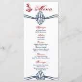 25 Menu Cards Navy Nautical Knot Anchor Blue Red Menükarte (Vorderseite)