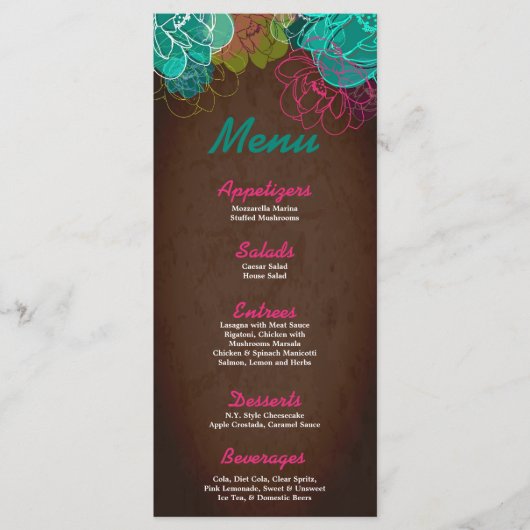 25 Menu Cards Neon Spring Floral Blume Blossom Menükarte (Vorderseite)