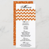 25 Menu Cards Orange Glitzer Zickzack Zig Zag Prin Menükarte (Vorne/Hinten)