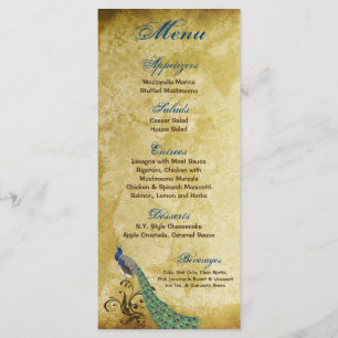 25 Menu Cards Peacock Vintag Feathers Bird Menükarte