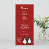25 Menu Cards Pinguin Liebe Couple Mate for Life Menükarte (Stehend Vorderseite)