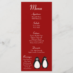 25 Menu Cards Pinguin Liebe Couple Mate for Life Menükarte