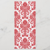 25 Menu Cards Red Crimson White Damask Lace Print Menükarte (Rückseite)