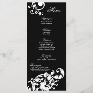 25 Menü Cards Schwarz-weiße Blumenkarte Blume Menükarte