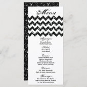 25 Menu Cards Schwarzer Glitzer Zickzack Zig Zag P Menükarte (Vorne/Hinten)