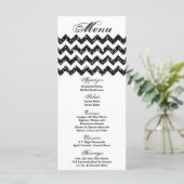 25 Menu Cards Schwarzer Glitzer Zickzack Zig Zag P Menükarte (Stehend Vorderseite)
