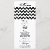 25 Menu Cards Schwarzer Glitzer Zickzack Zig Zag P Menükarte (Vorderseite)