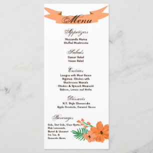 25 Menu Cards Spring Hibiskus Blume Hawaiian Flow Menükarte