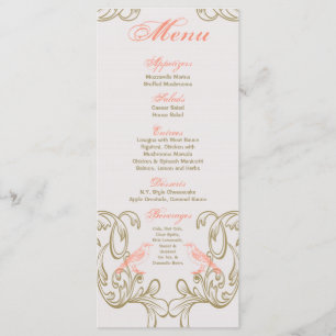 25 Menu Cards Vintag Victoria Love Bird Menükarte