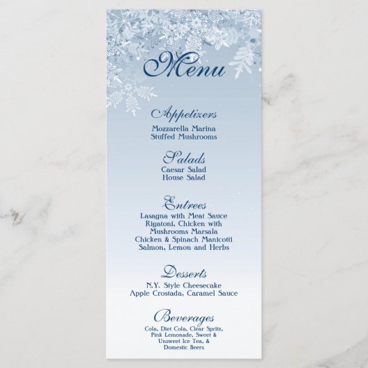 25 Menu Cards Winter Wonderland Menükarte (Vorderseite)