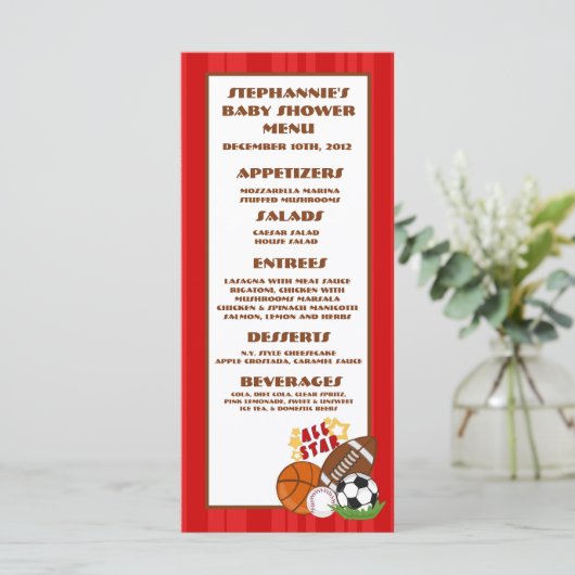 25 Menü-Karten-All-Star- Rot Menükarte (Stehend Vorderseite)